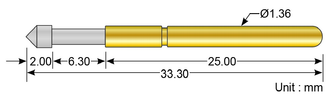 Y100 Serisi (2.54mm) Yaylı Test Pinleri